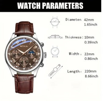 Men Business Wrist Watch Quartz Casual Belt Men's Watch Brown Watch