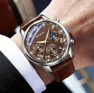 Men Business Wrist Watch Quartz Casual Belt Men's Watch Brown Watch